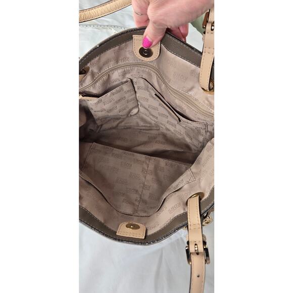 Michael Kors leather bag medium pewter grey tan gold - Picture 10 of 17